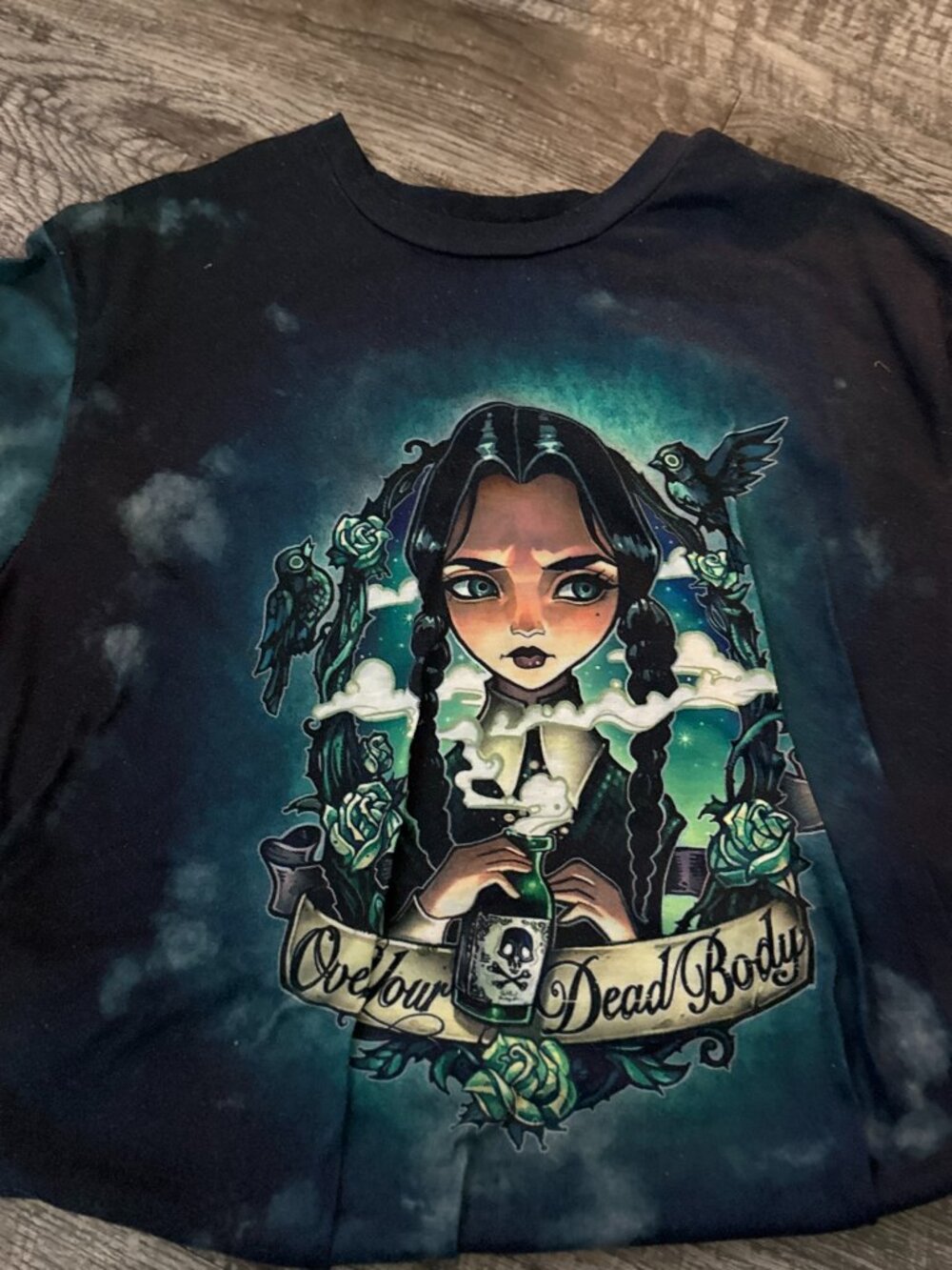 Wednesday Addams Bleached Graphic Tee Goth Spooky Shirt